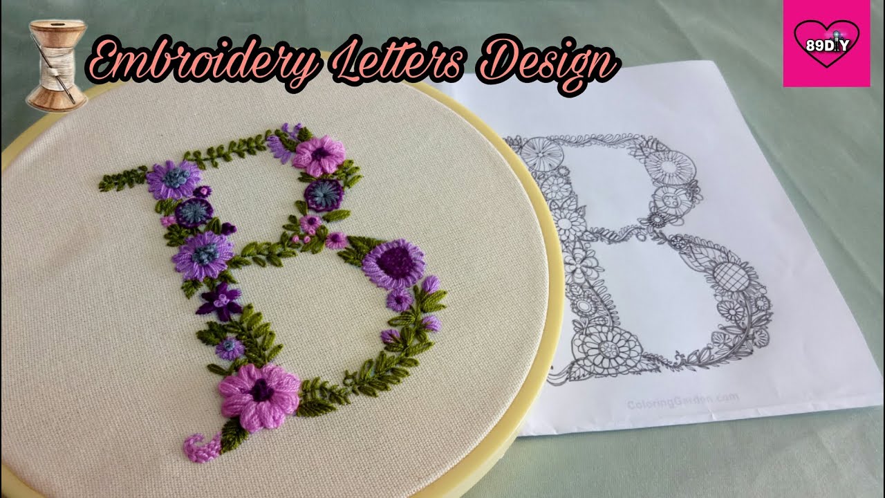 Amazing hand embroidery Letter B embroidery idea flowers letter