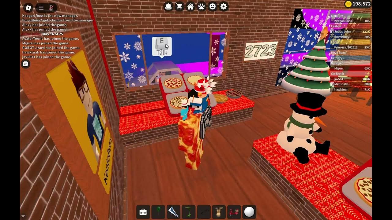 Roblox Work at a Pizza Place Christmas Advent Calendar Day 16 of 25