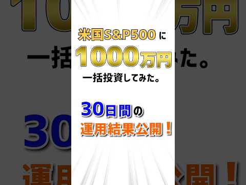 S&P500に1000万円一括投資してみた。30日間の運用状況公開！