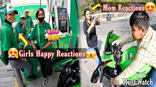 Cute Petrol Pump Girls Shocking Reactions On My Zx10r & Mom Reactions On Superbikes & Wheelies 😍