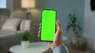 Vertical Cellphone With A Chroma Key Screen Mobile Green Screen No Copyright
