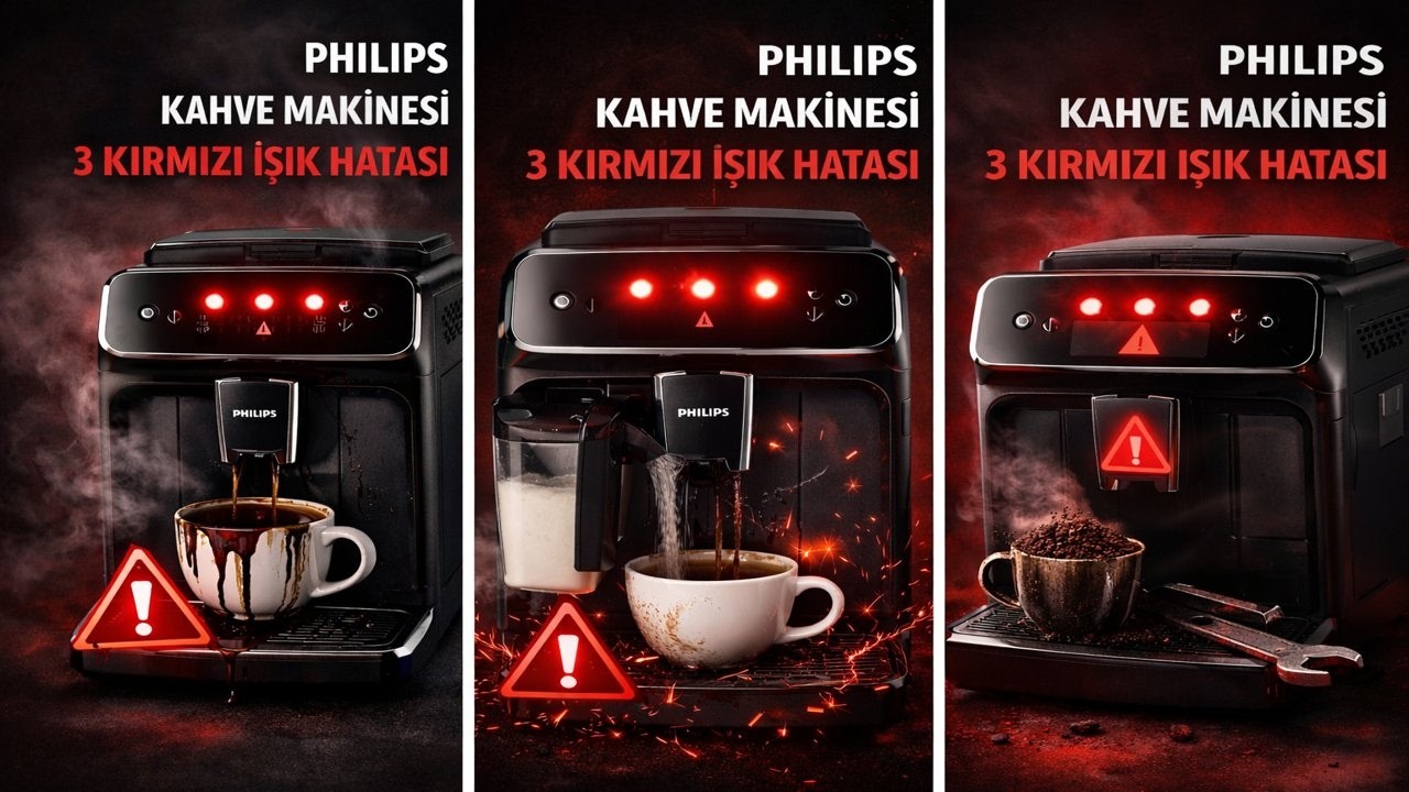 Phılıps ep serisi kahve makinesi 3 kırmızı ışık hatası