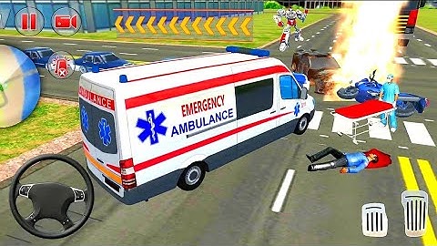 Ambulance Robot City Rescue Games 2022- Transformer Van Emergency Driver Simulator -Android Gameplay