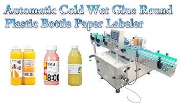 Automatic Cold Wet Glue Round Plastic Bottle Paper Labeler Label Applicator Labeling Machine