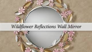 Wildflower Reflections Pink Floral Round Metal Wall Mirror
