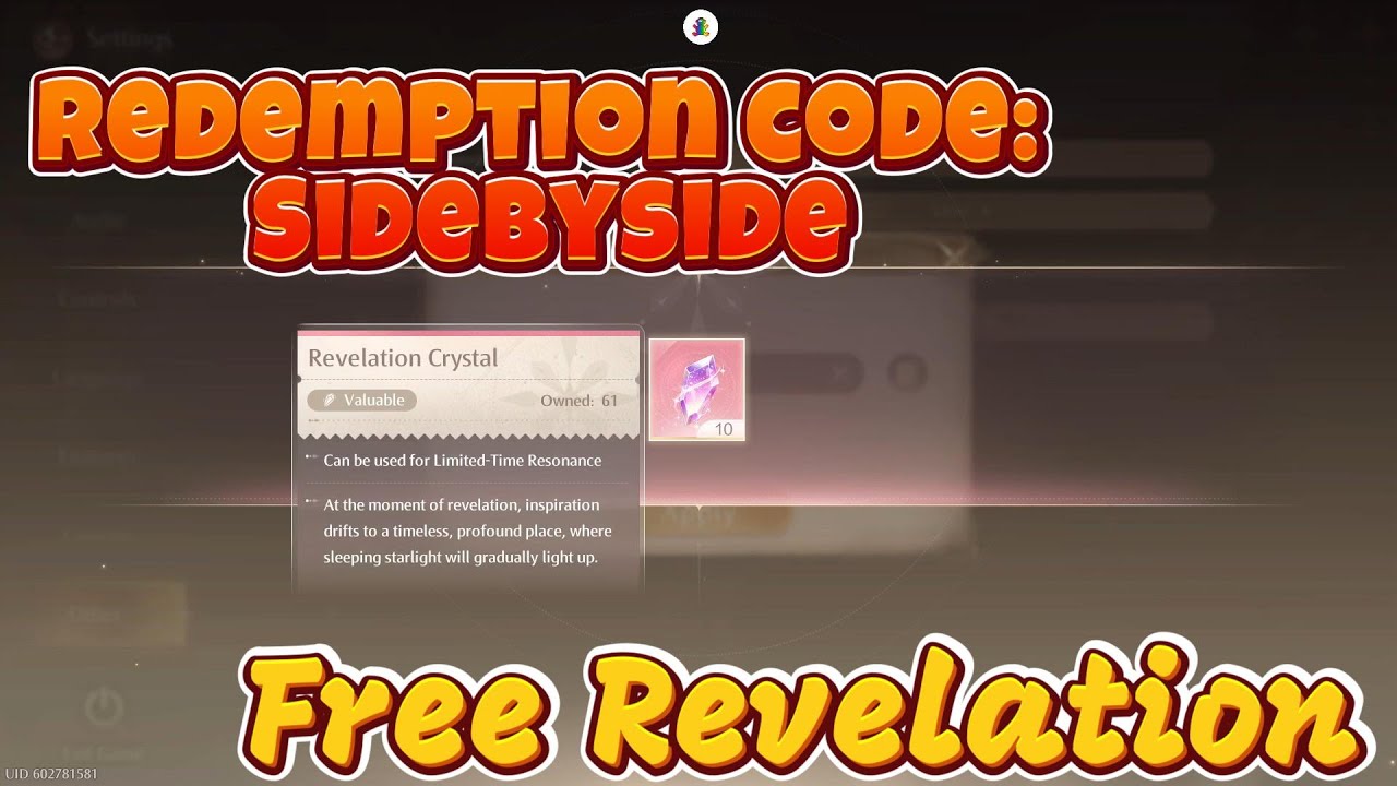 Redemption code: Sidebyside - Infinity Nikki Free Revelation - YouTube