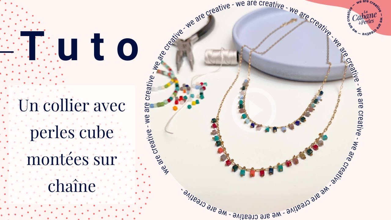 Tuto : Collier chaîne avec perles cubes colorées