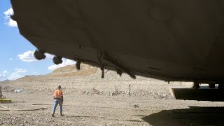 One of the largest mobile land machine ever built up close, Dragline Excavator operation