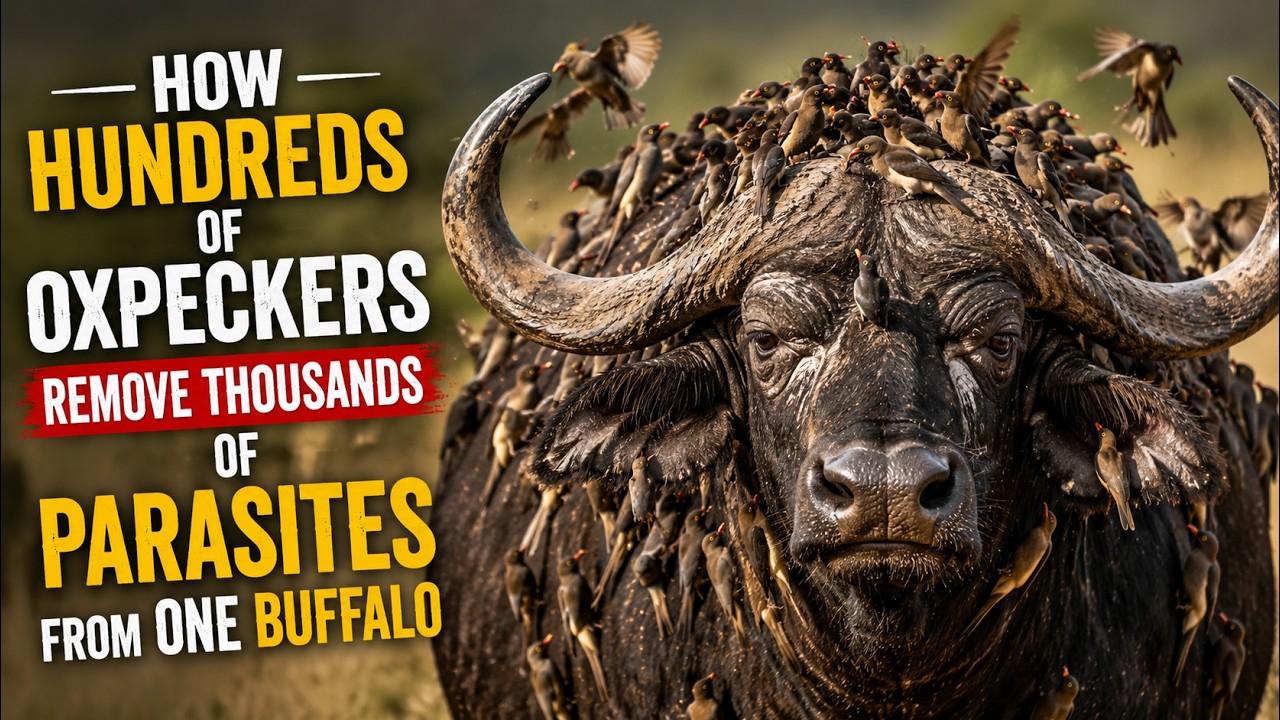Symbiotic Cleaning Partnership Between Oxpeckers and Buffalo