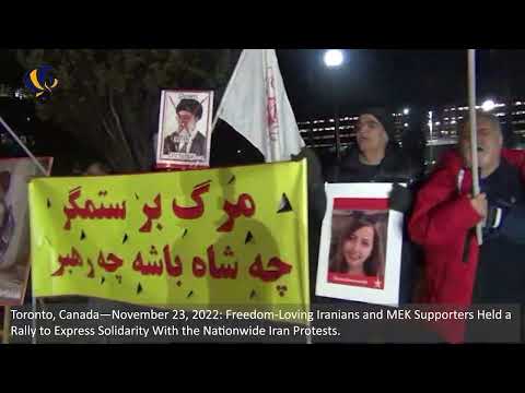 Toronto, Canada—November 23, 2022: MEK Supporters Held a Rally to in Support of the Iran Protests.