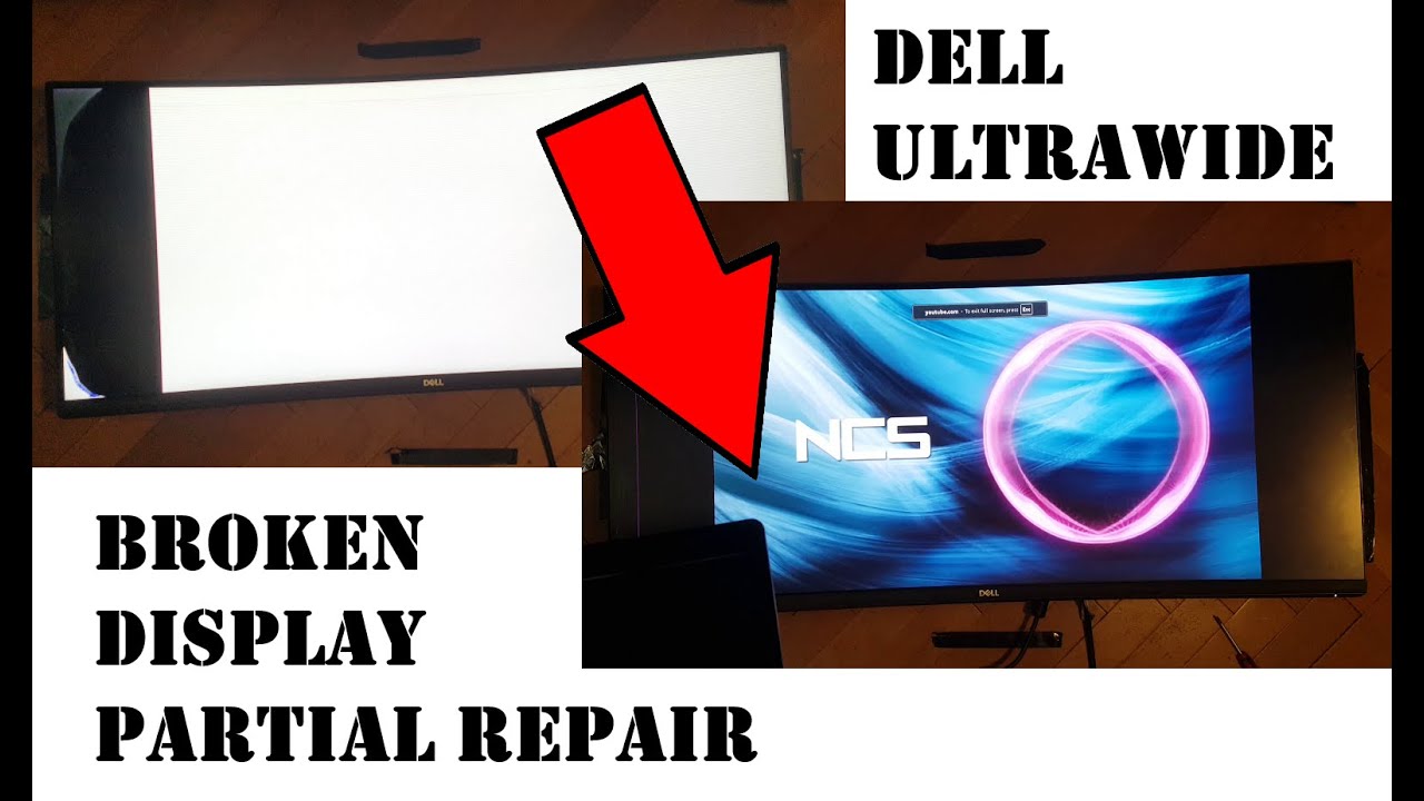 Broken display partial repair - cracked dell ultrawide monitor - YouTube