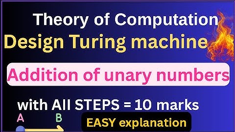 Automata theory Engineering Turing Machine Addition of unary numbers TOC AT Turing Machine