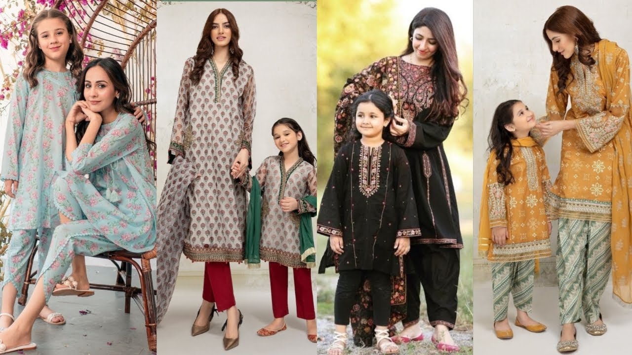 Mother daughter matching outfits ideas| Pakistani Mother daughter same dresses design 2023