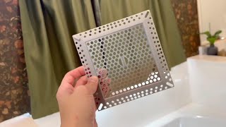 BAOTIYA Not Moving Shower Drain Hair Catcher - 4-Inch Square Flat Drain Cover Protector