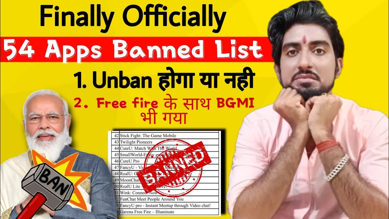 Officially Notification Free Fire And Other 54 Apps Banned List 2022