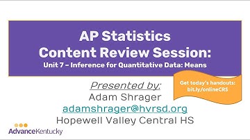 AP Statistics Content Review Session #3 - Unit 7 (Inference for Means)