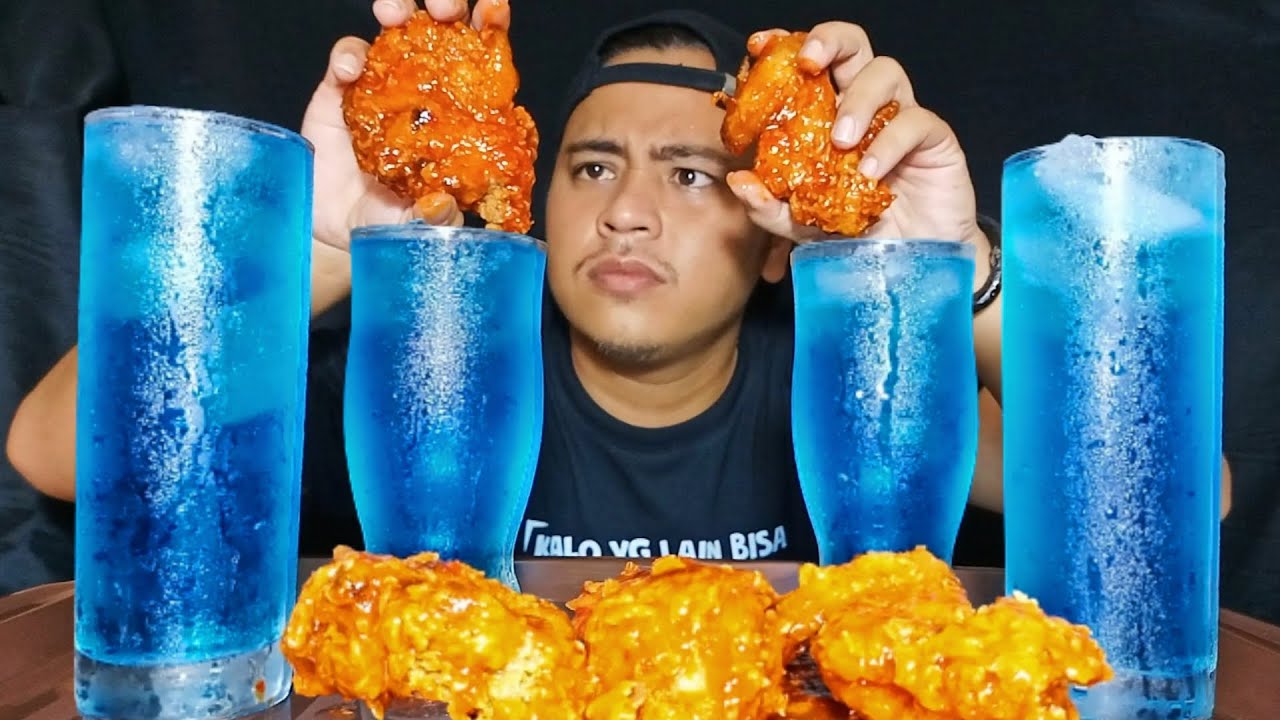 Minuman segar dingin VS Makanan pedas ayam crispy | mukbang asmr Indonesia 🇲🇨