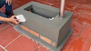 Amazing idea / Construction project from Cement and red brick / DIY outdoor wood stove 2 in 1