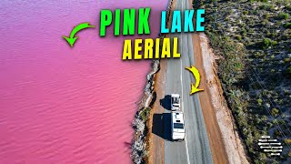 Aerial Footage of a Lake Turning Pink Due to Micro Slags and Salt Loving Bacterium