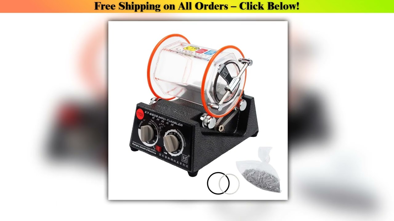 Jewelry Polisher Tumbler 5kg Capacity KT6808 Machine with Glass Barrel Mini Polisher Tumbler for
