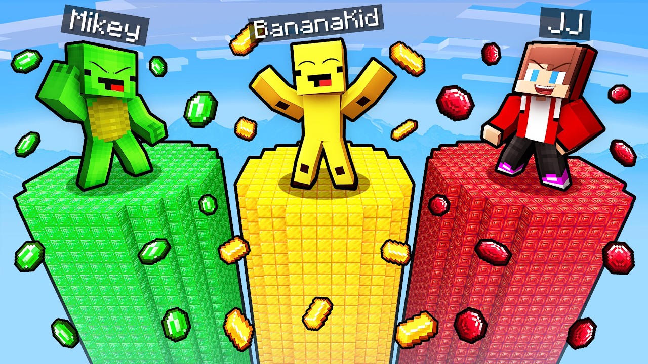 JJ and Mikey: TREASURE CHUNK BATTLE in Minecraft!