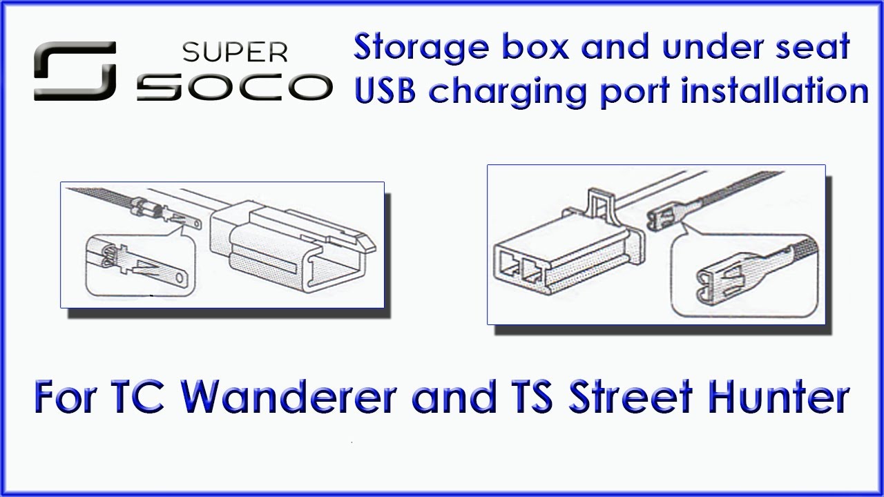Super Soco TC Wanderer TS Street Hunter Dual USB Port Installation (storage box and under seat)