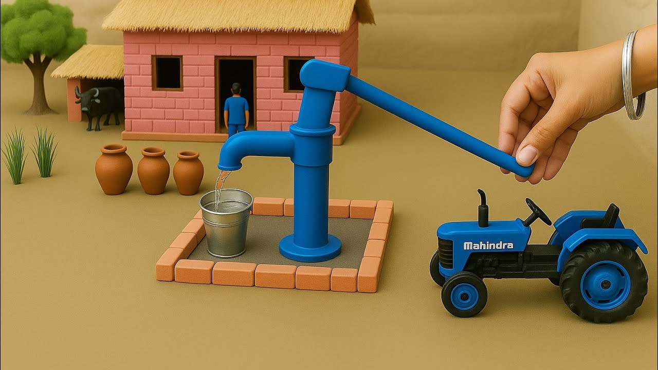 mini tractor making mini hand pump science project | DIY how to make cow  shed