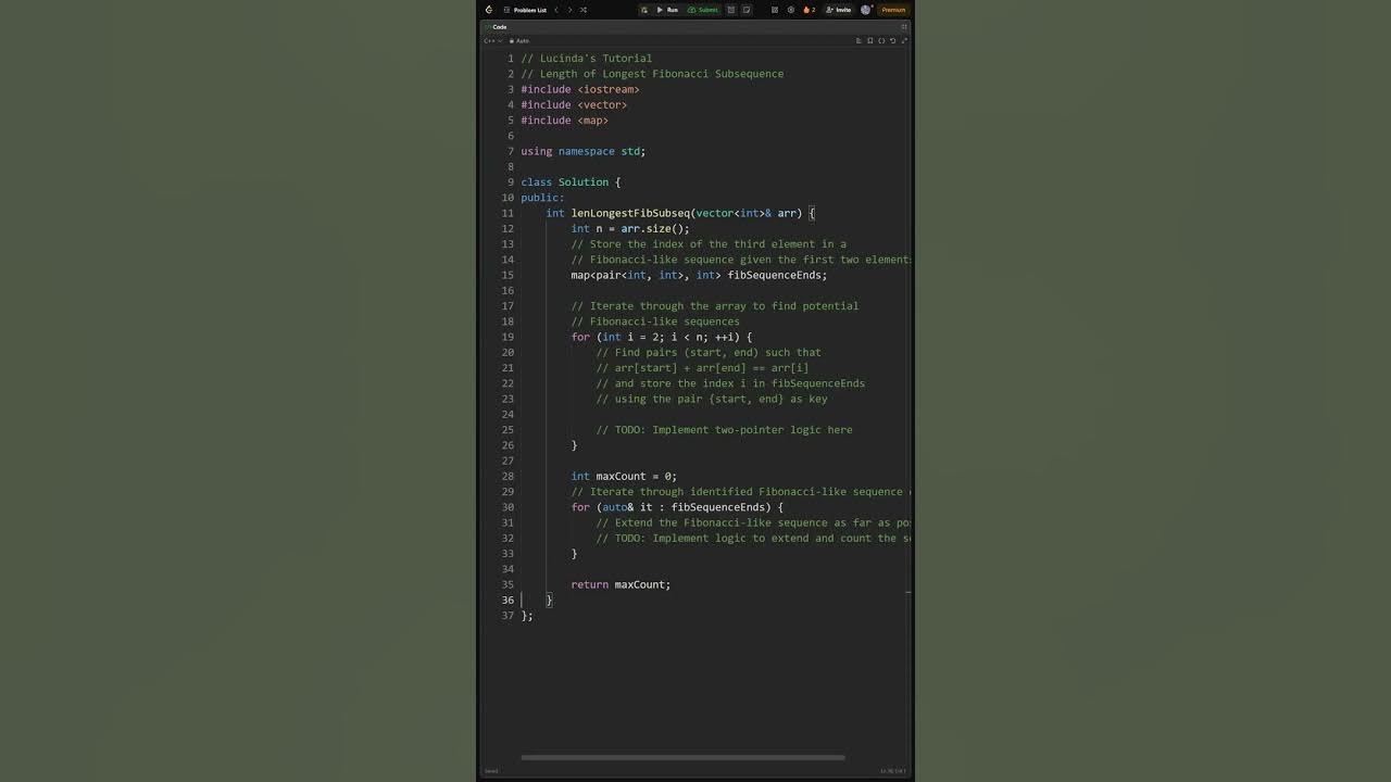 🎀LeetCode Problem 873🎀 Length of Longest Fibonacci Subsequence - YouTube