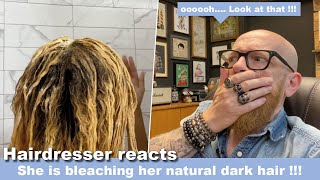 She is Bleaching her Natural Dark Hair! Hairdresser reacts to Hair Fails #hair #beauty