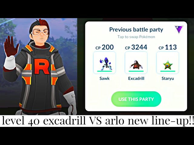 level 40 excadrill 🤯 VS Team Rocket Leader Arlo new LINE-UP in POKEMON GO