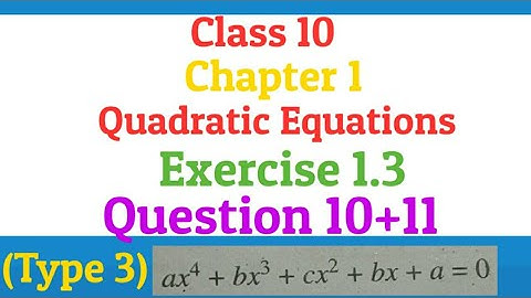 Class 10 | Chapter 1 | Quadratic Equation | Exercise 1.3 | Question 10+11