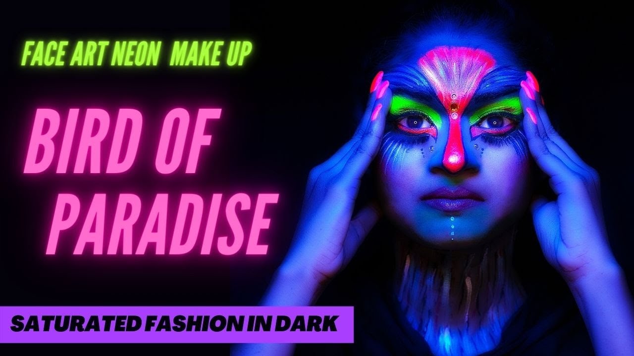 First impression Bird of paradise ||Rave makeup|| Neon & backlight makeup || UV face paint