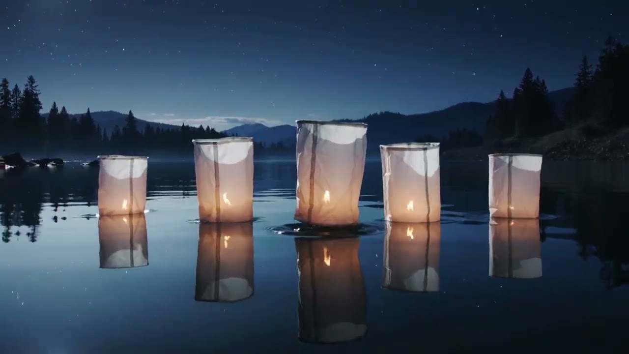 River Lanterns | Relaxing Night Scene