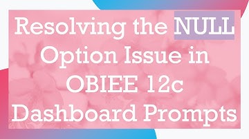 Resolving the NULL Option Issue in OBIEE 12c Dashboard Prompts