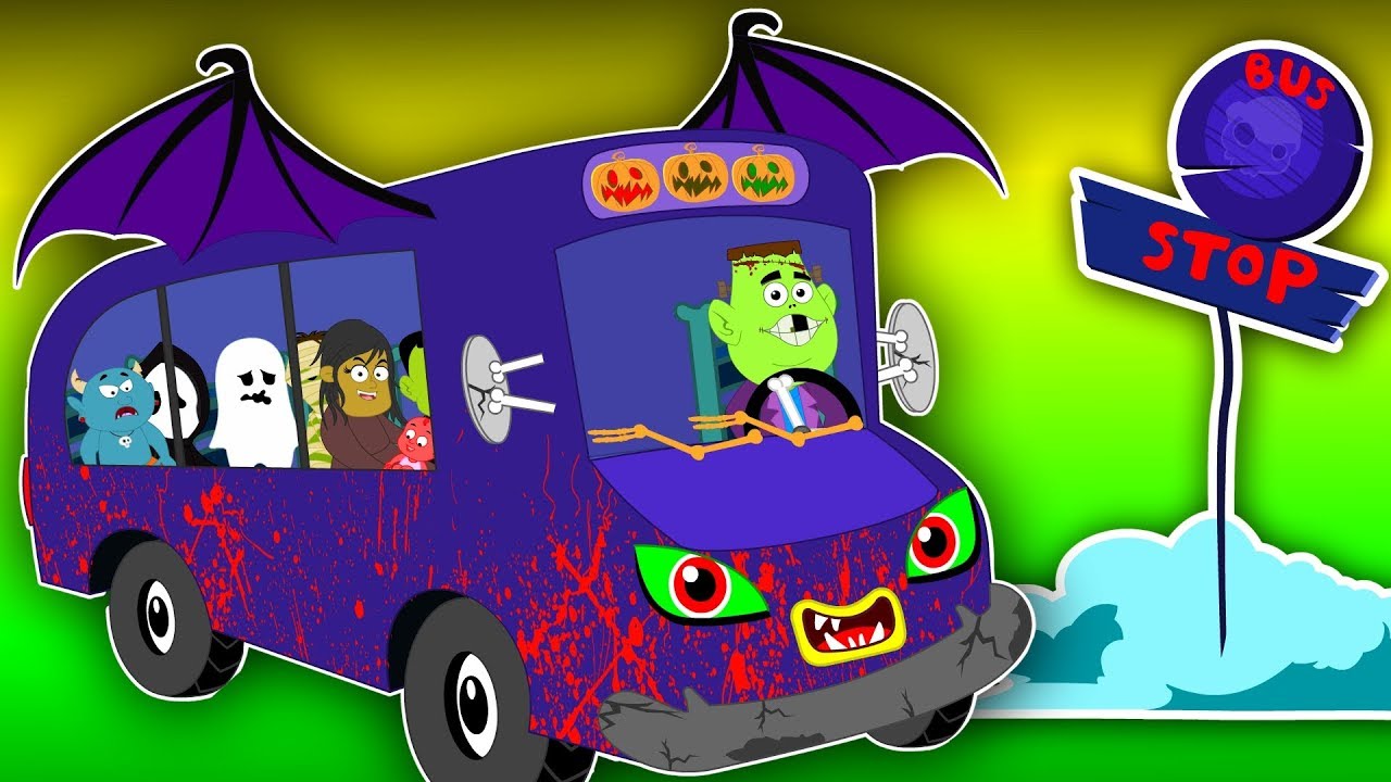 Wheels On The Bus Scary Rhymes With Lyrics For Children Halloween Songs For Kids YouTube