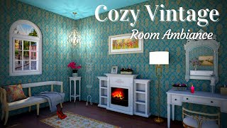 COZY VINTAGE BEDROOM AMBIENCE: Rain Sounds, Fireplace Crackle, Thunder Sounds - Sleep or Study ASMR