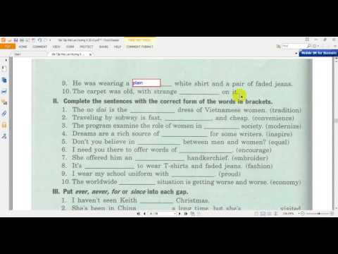 Bài tập Tiếng Anh Mai Lan Hương Lớp 9 Unit 2 part 1
