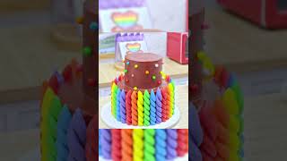 rainbow cake! #cake #cakes #cakeshorts #minicake #miniaturecake #miniature #cooking #mini #shorts