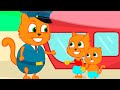 Cats Family in English - Airship Pilot Cartoon for Kids