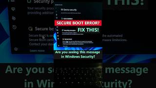 Windows Security Secure Boot Error? FIX It in 30 Seconds! #windows11 #shorts #ytshorts
Windows Security Secure Boot Error? FIX It in 30 Seconds! Windows Security Secure Boot Error? FIX It in 30 Seconds! #windows11 #shorts #ytshorts