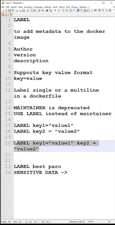 Syntax format of the LABEL instruction Single line and Multi line in ...