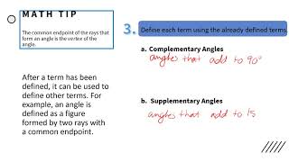 Lesson 3 1  Geometric Defintions and Two Column Proofs RECORDED