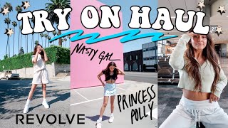 a *very trendy & girly* haul | unboxing & try on haul of princess polly, revolve, nastygal & storets