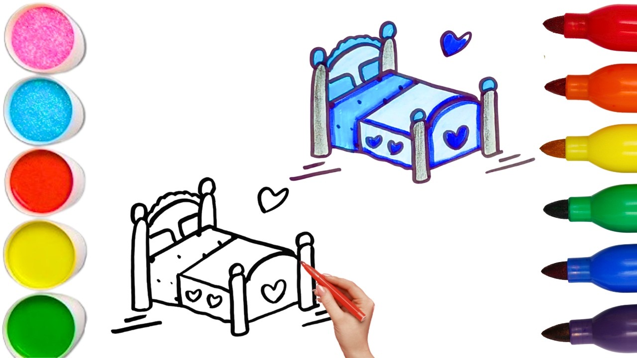 How To Draw cute Bed Drawing, Painting & Coloring For Kids and Toddlers_🌈🎨