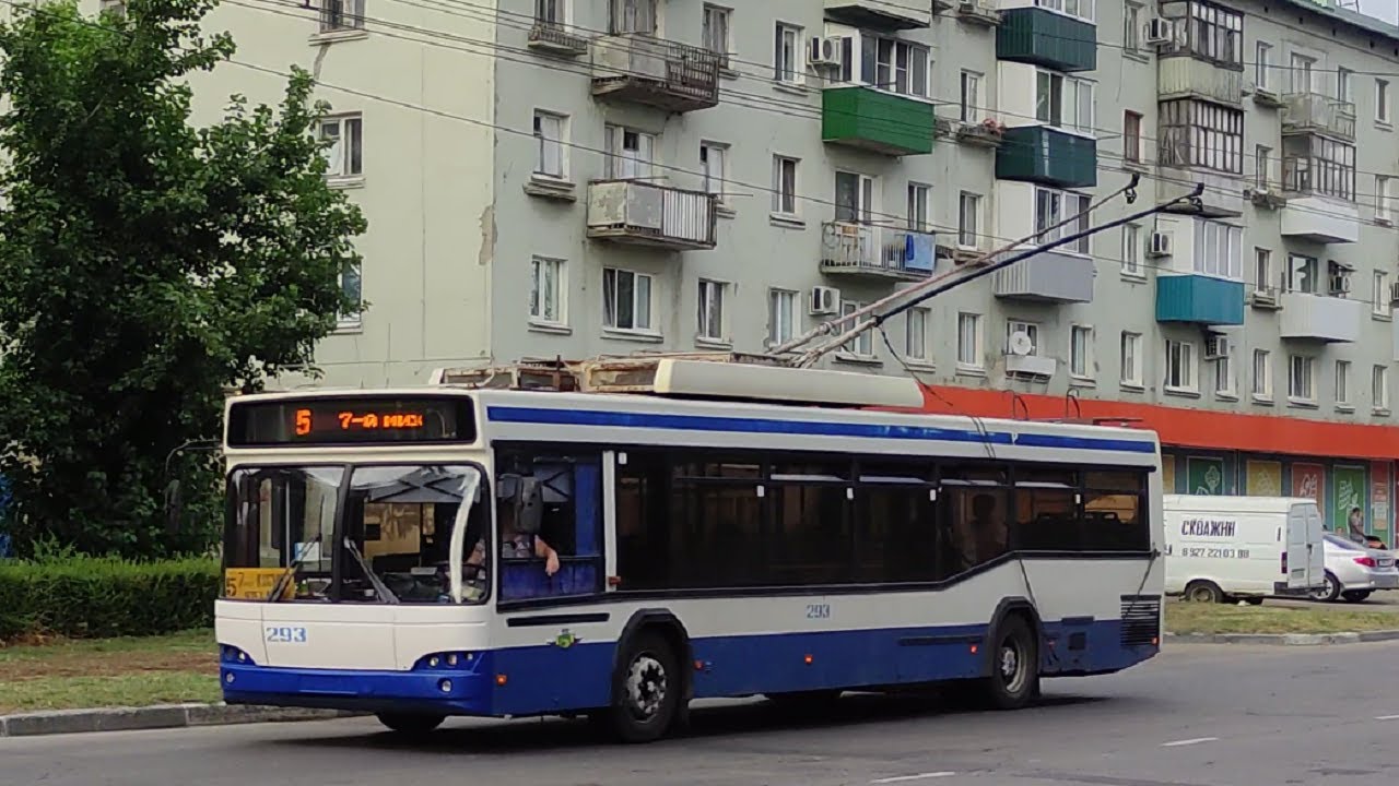 ⚫Поездка на троллейбусе №293; СВАРЗ-МАЗ-6235.00; маршрут №5А; мост МЗКТ-103TMK; город Балаково