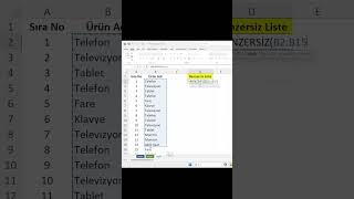 Benzersiz Liste Oluşturma