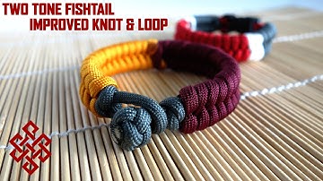 Make a Two Color Fishtail (No Buckles) Paracord Bracelet Tutorial (Improved Knot and Loop Method)