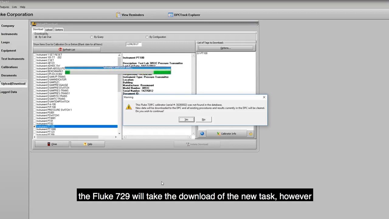 How to Download a Calibration Task to Fluke 729 from Fluke DPC