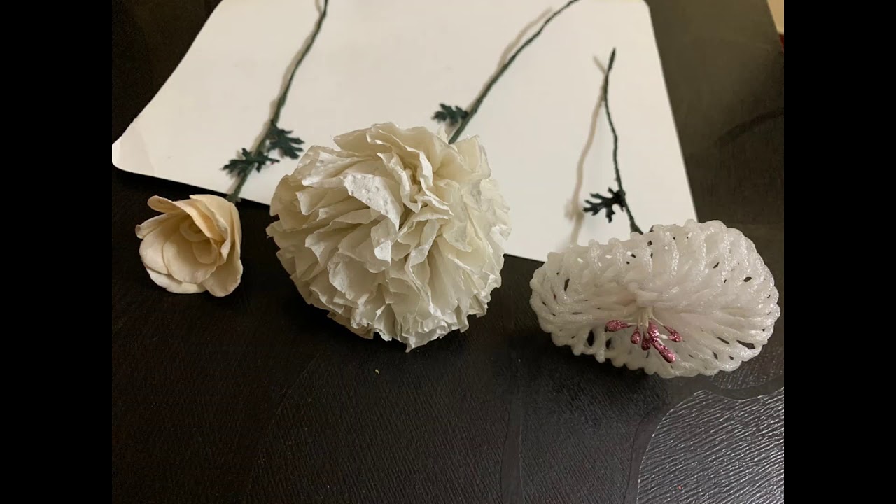 Flowers with Duplex paper, Satin, Organdy, Sola wood,velvet paper ...