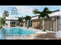 Ep 59  3 bedroom modern bungalow house with pool lshaped plan  modern bungalow house  neko art